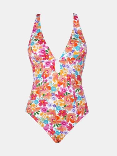 CUPSHE Women's One Piece Swimsuit Deep V Neck Keyhole Cutout O Ring Textured Bathing Suit, L - Image 5