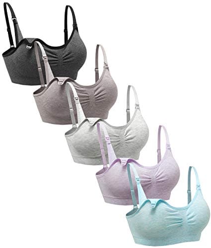Suekaphin 5PACK Nursing Bra Wireless Bra Women's Sleeping Maternity Bra Breastfeeding Bra,X-Large,Sort CC-A - Image 1