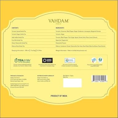VAHDAM, Assorted Herbal Tea Variety Pack (6 Variants, 36 Tea Bags) Caffeine Free, Gluten Free, Non GMO | Eco Friendly Long Leaf Pyramid Tea Bags I Tea Gift Sets for Men and Women - Image 9