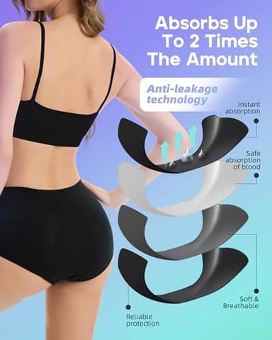 Dtuomo Period Underwear for Women Heavy Flow, Absorbency LeakProof Postpartum Underwear Period Panties Women Menstrual Briefs - Image 4