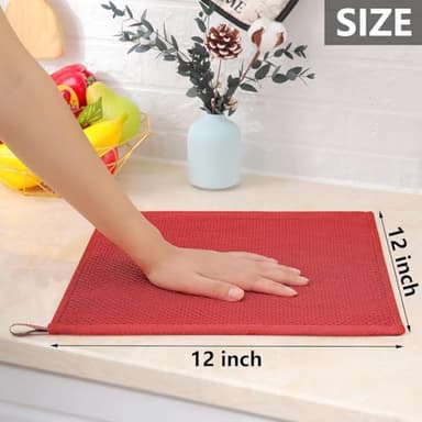Homaxy 100% Cotton Waffle Weave Kitchen Dish Cloths, Ultra Soft Absorbent Quick Drying Dish Towels, 12 x 12 Inches, 6-Pack, Brick Red - Image 5