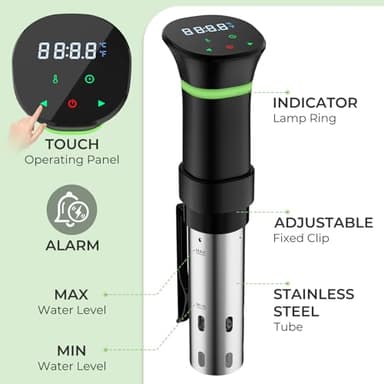 Sous Vide Machines, Sous Vide Cooker, 1000 Watts Immersion Circulators with Recipe, Accurate Temperature and Time Control - Image 3