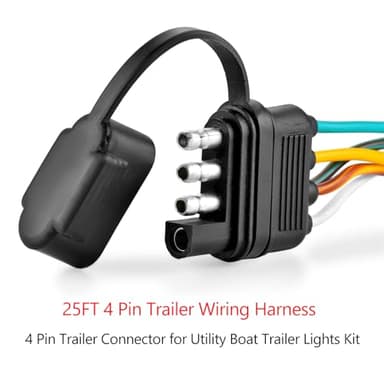 LIMICAR 25FT Trailer Wiring Harness Kit, 4 Wire Trailer Wiring with Nylon Net Tube Protection, 4 Pin 5 Way Plug Trailer Wire Kit for Enhanced Durability - Image 2