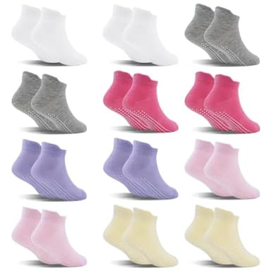 SkiBeaut Toddler Girl Socks 12 Pairs Ankle Boy Non Slip Skid Girls Boys Grips Low Cut Toddlers Socks for 1-3 Years Children - Image 1