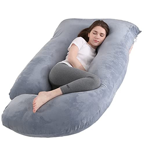 Jcickt Pregnancy Pillow J-Shaped Full Body Pillow, 59 inch with Velvet Cover Easy to Remove and Wash, Support Pregnant Women's Backs Legs and HIPS, Improve Sleep,Pregnancy Pillow for Women ，Gray - Image 1