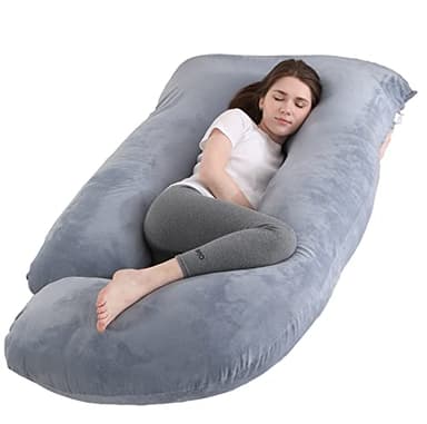 Jcickt Pregnancy Pillow J-Shaped Full Body Pillow, 59 inch with Velvet Cover Easy to Remove and Wash, Support Pregnant Women's Backs Legs and HIPS, Improve Sleep,Pregnancy Pillow for Women ，Gray - Image 1