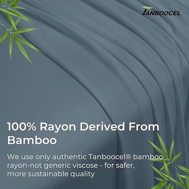 GOKOTTA King Size Bed Sheets 4 Piece Set, 100% Rayon Derived from Bamboo, Cooling for Hot Sleepers-Luxury Breathable Soft Sheets, Deep Pocket 16" Fitted Sheet with Elastic Corner Straps, Blue - Image 2