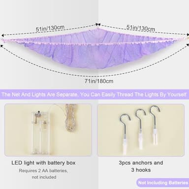 Unicorn Castle Stuffed Animals Net or Hammock Kids Toy Storage Organizer with LED Light Hanging Corner Stuffed Animals Holder Kids Girls Room Decor (Pack of 1) - Image 6