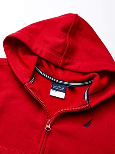 Nautica Boys' School Uniform Polar Fleece Zip-Up Hoodie, Open Red, X-Large(18/20) - Image 3