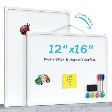 MaxGear Double-Sided Dry Erase Board for Wall, 16"x12" Hanging Whiteboard, Small Dry Erase White Board with 3 Markers&4 Magnets, Portable Whiteboard for Students - Planning, Drawing, Memo, to Do List - Image 8