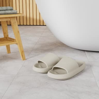 Joomra Womens Shower Slippers Cloud Slides Cushioned for Mens Quick Drying Foam Female Pillow House Shoes Pool Beach Sandals Male Sandalias Beige 40-41 - Image 2
