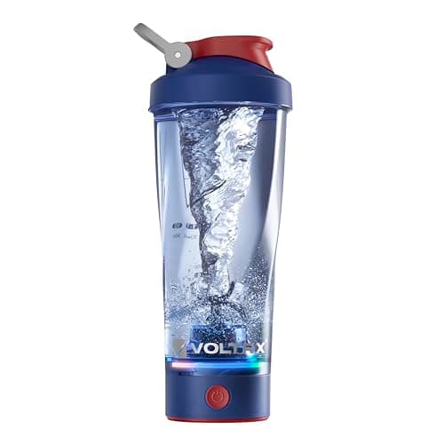 VOLTRX Electric Shaker Bottle - VortexBoost Portable USB C Rechargeable Protein Shake Mixer, Shaker Cups for Protein Shakes, BPA Free, Waterproof, Colored Light Base, 24 oz (Power Blue) - Image 1
