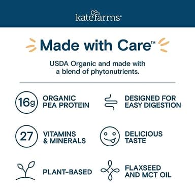 KATE FARMS Organic 1.0 Sole-Source Nutrition Shake, Chocolate, 16g Protein, 27 Vitamins and Minerals, Meal Replacement, Protein Shake, 11 oz (12 Pack) - Image 7