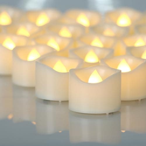 CANDLE CHOICE Battery Operated Flameless Tea Lights Bright Flickering LED Tealight Votive Candles for Wedding Party Table Centerpieces Halloween Christmas Decorations Batteries Incl Warm White 36 Pack - Image 1