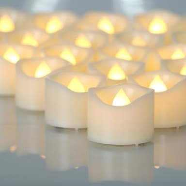 CANDLE CHOICE Battery Operated Flameless Tea Lights Bright Flickering LED Tealight Votive Candles for Wedding Party Table Centerpieces Halloween Christmas Decorations Batteries Incl Warm White 36 Pack - Image 1