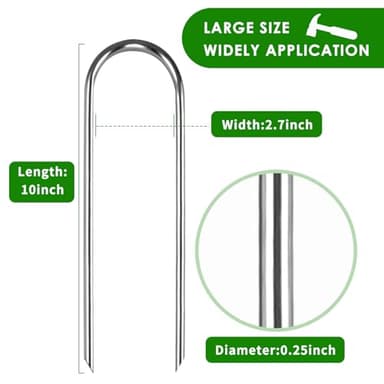 LOYUDEQIU Trampoline Stakes High Wind Ground Stakes, Heavy Duty Trampoline Anchors Tent Stakes, Galvanized Steel Wind Stakes Fence Stakes for Trampoline Fence (Silver 8pcs 10inch) - Image 2