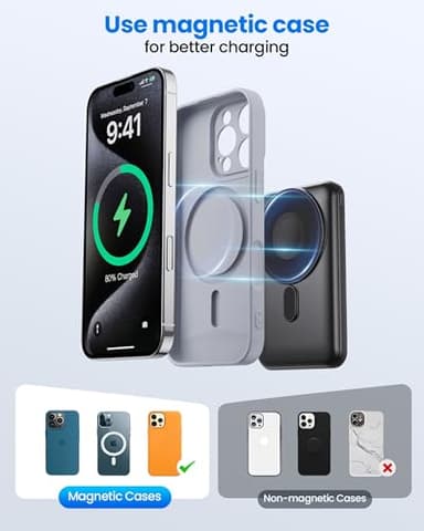 Portable Charger 22.5W High-speed Charging with Built-in Cables, 10000mAh Magnetic Power Bank for iPhone 8-16 Samsung AirPods AppleWatch iPad & More, Travel Essentials Wireless Battery Pack with Stand - Image 6