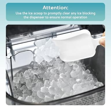 EUHOMY Nugget Ice Makers Countertop, Pebble Ice Maker Machine with 35lbs/24H Soft Ice, Self-Cleaning Sonic Ice Maker with Ice Scoop&Basket, Pellet Ice Maker for Home/Kitchen/Office(Stainless Steels) - Image 8