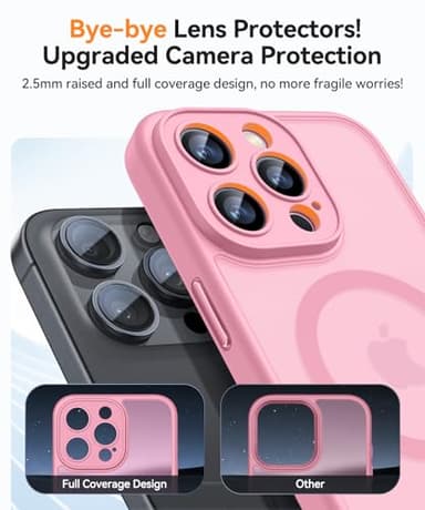 CANSHN Magnetic Compatible with iPhone 14 Pro Max Case, Upgraded [Full Camera Protection] [Compatible with Magsafe] [Translucent Matte] Shockproof Protective Phone Case Cover 6.7 Inch - Pink - Image 4