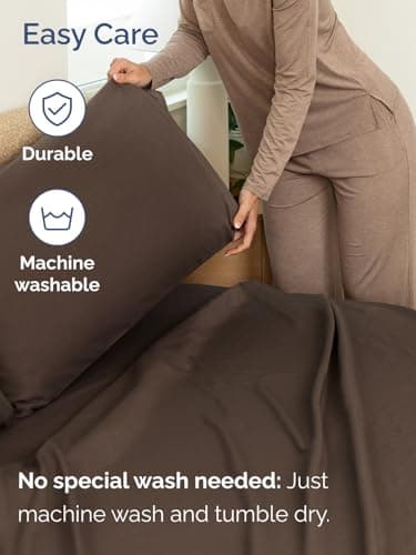 Extra Deep King Sheet Set - 6 Piece Breathable and Cooling Sheets - Hotel Luxury Bed Sheets Set - Easy & Secure Fit - Soft, Wrinkle Free and Comfy Sheets Set - Brown Sheet Set with Extra Deep Pockets - Image 7