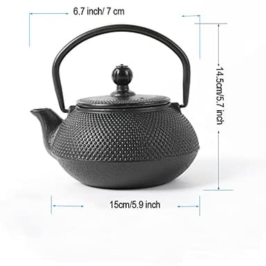 HAWOK Cast Iron Teapot with Stainless Steel Infuser (600ml/20oz) - Image 2