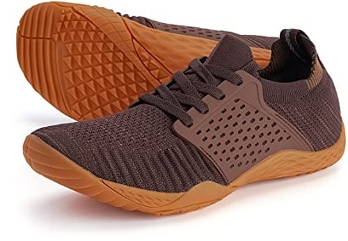 WHITIN Men's Barefoot Running Shoes Wide Width Minimalist Size 11 Gym Workout Fitness Zero Drop Walking Cross Training Lifting Brown Gum 44 - Image 1