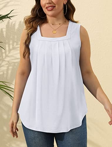 Saloogoe Summer Clothes for Women Loose Fit Tank Tops Flowy Camisole White 2XL - Image 5