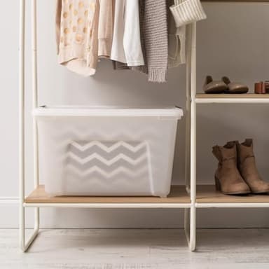 IRIS 158540 53 Quart Stack and Pull Storage Lidded Container Stacking System in Pearl for Home, Garage, or Office (6 Count) - Image 7