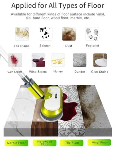 Cordless Electric Mop, Electric Spin Mop with LED Headlight and Water Spray, Up to 60 mins Powerful Floor Cleaner with 300ml Water Tank, Polisher for Hardwood, Tile Floors, Quiet Cleaning & Waxing - Image 8