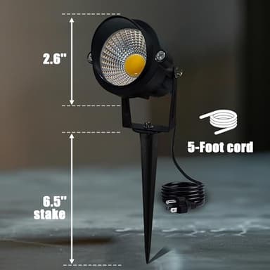 LED Outdoor Landscape Spotlight - 120V 12W Warm White Waterproof Spot Lights for Yard House Flag Tree, Lighting Decorations for Christmas Halloween(2 Pack) - Image 5