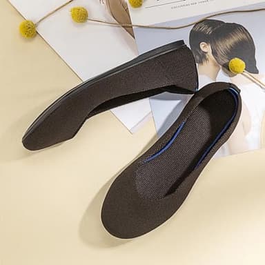 Frank Mully Women's Knit Ballet Flat Round Toe Flat Shoes Slip On Classic Low Wedge Ballerina Shoes, Bronze,10 - Image 2