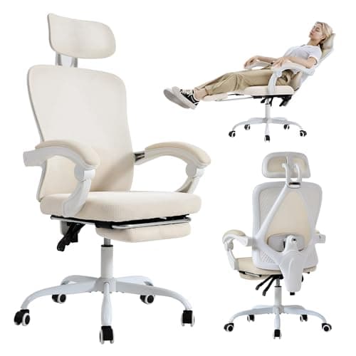 Ergonomic Office Chair with Retractable Footrest, 400LBS Capacity,Synchronized Armrest, Breathable Mesh, Adjustable Lumbar Support - Image 1