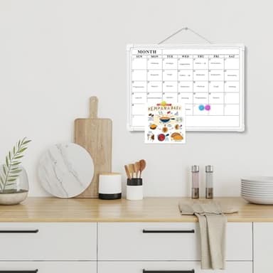 Lumspax Monthly Whiteboard Calendar for Wall, Small 16" x 12" Dry Erase Board with Plastic Frame, Hanging Dry Erase Calendar with 3 Mini Sticky Notes for Kitchen Planner, Memo, Home and Office - Image 9