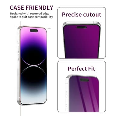 Ifaeveus 2 Pack Privacy Screen Protector for iPhone 14 Pro Max Tempered Glass 6.7inch Private Saver Anti-Spy Anti-Blue Light Eye Protection Anti-Scratch Full Coverage - Image 5