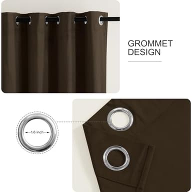 RYB HOME Brown Velvet Curtains 96 inches, Grommet Top Soft Fabric Room Darkening Thermal Insulated Luxurious Home Decor Curtains for Living Room Bedroom, W 52" x L 96", 2 Panels Set - Image 2