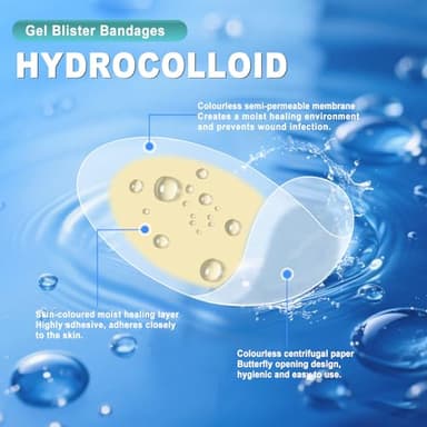 Arme Hydrocolloid Bandages, 50Pcs Gel Blister Bandages for Feet, Waterproof Blister Pads Blister Cushions for Prevention & Recovery, Blister Bandaids for Heel Foot Toe Protection(4 Shape Variety Pack) - Image 4