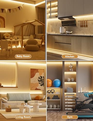 PAUTIX COB LED Strip Light 16.4ft,Engineering Level UL Listed Warm White 2700K,CRI93+ Super Bright High Lumen,Dimmable 24V Flexible LED Tape Light with RF Remote,for Cabinets,Home&Office DIY Lighting - Image 7