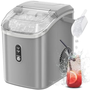 Ice Makers Countertop with Soft Chewable Pellet Ice, Pebble Ice Maker Machine with Self-Cleaning, 22Lbs/24Hrs, One-Click Operation, Ice Basket/Ice Scoop for Home/Office/Bar/Party - Image 3