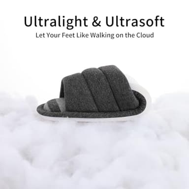 shevalues Women's Soft Indoor Slippers Open Toe Cotton Memory Foam Slip on Home Shoes House Slippers, Dark Grey 270 (Size 9-9.5) - Image 5