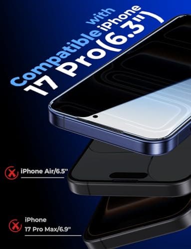 MAGIC JOHN 2 Pack for iPhone 17 Pro [6.3] inch Privacy Glass Screen Protector, Auto Dust-Elimination, Bubble Free, Easy Installation, 17pro 6.3'' - Image 3