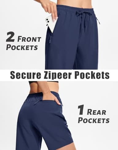 MAGCOMSEN Womens Hiking Shorts Quick Dry 8 Inch Inseam Lightweight Golf with Pockets Jogging Navy Blue 2XL - Image 4