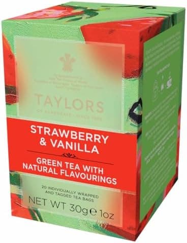 Taylors of Harrogate Strawberry & Vanilla, Green Tea, Individually Wrapped Bags, 20 Count (Pack of 1), Smooth, Juicy and Sweet, Caffeinated, Enjoy Hot or Iced, 20 Teabags - Image 2