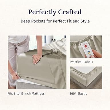 California Design Den Luxury Twin Sheet Set - 100% Cotton, 600 Thread Count Deep Pocket Twin Sheets, Soft Hotel-Quality Bedding with Sateen Weave (Cool Taupe) - Image 5