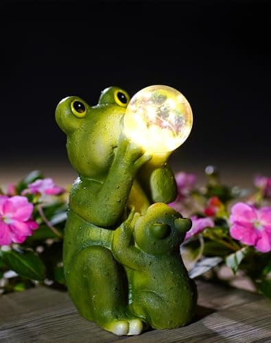 Goodeco Solar Frog Garden Statue - Outdoor Frog Decor with Solar LED Lights for Frog Lovers and Garden Enthusiasts - Ideal Gifts for Mom & Birthdays - Image 1