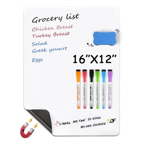 MaxGear 16 X 12 inch Magnetic Dry Erase Whiteboard for Refrigerator, Fridge Whiteboard Sheet Fridge Shopping List Office Notice Board with New Stain Resistant Technology (Include 1 Eraser,6 Markers) - Image 1