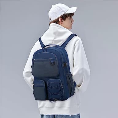 Lohol Water Resistant Daypack with Mulitiple Pockets for School Travel Outdoor College, 15.6 inch Laptop Backpack for Men and Women (Navy Blue) - Image 2