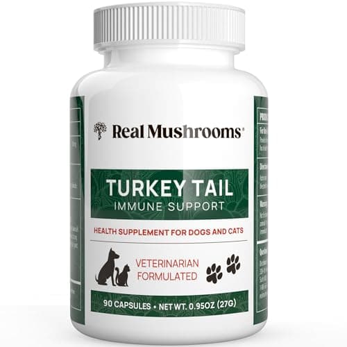 Real Mushrooms Turkey Tail Capsules for Pets –Cat Probiotics & Dog Vitamins – Organic Mushroom Supplement for Dogs & Cats – Supports Daily Balance & Well-Being Non-GMO, 90 ct - Image 1