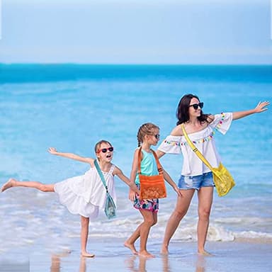 MUYIZI Mesh Bag for Holding Beach Shell,Toys (Blue&Yellow&Orange 3pack) Shell Collecting Bags for Kids, for Picking Up Shells - Image 6