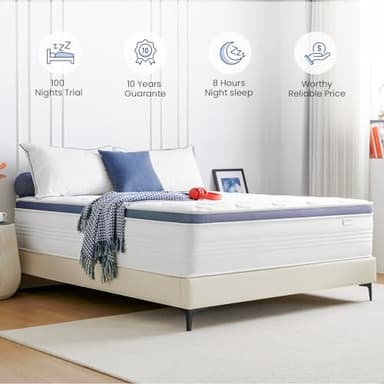 Dourxi Twin Size Mattress, 12 Inch Medium Plush Hybrid Twin Mattress in a Box with Gel Memory Foam, Individually Pocketed Springs for Support and Pressure Relief, 100-Night Trial - Image 7