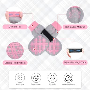 BEAUTYZOO Dog Socks to Prevent Licking Paws, Dog Shoes for Hot Pavement Small Medium Large Senior Dog Booties, Non Slip Dog Boots & Paw Protectors for Hardwood Floors Traction Control Indoor - Image 3